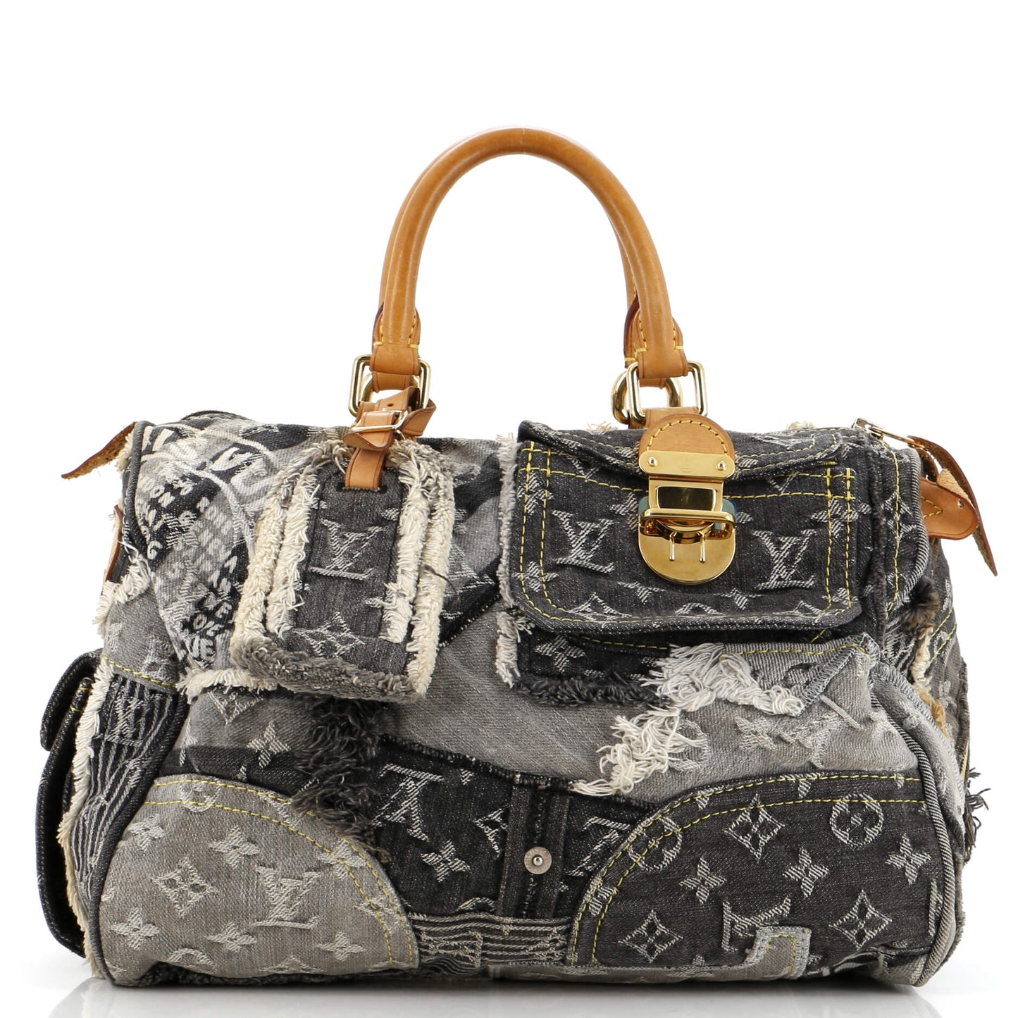 Louis Vuitton Patchwork Speedy Bag Denim Travel Bag