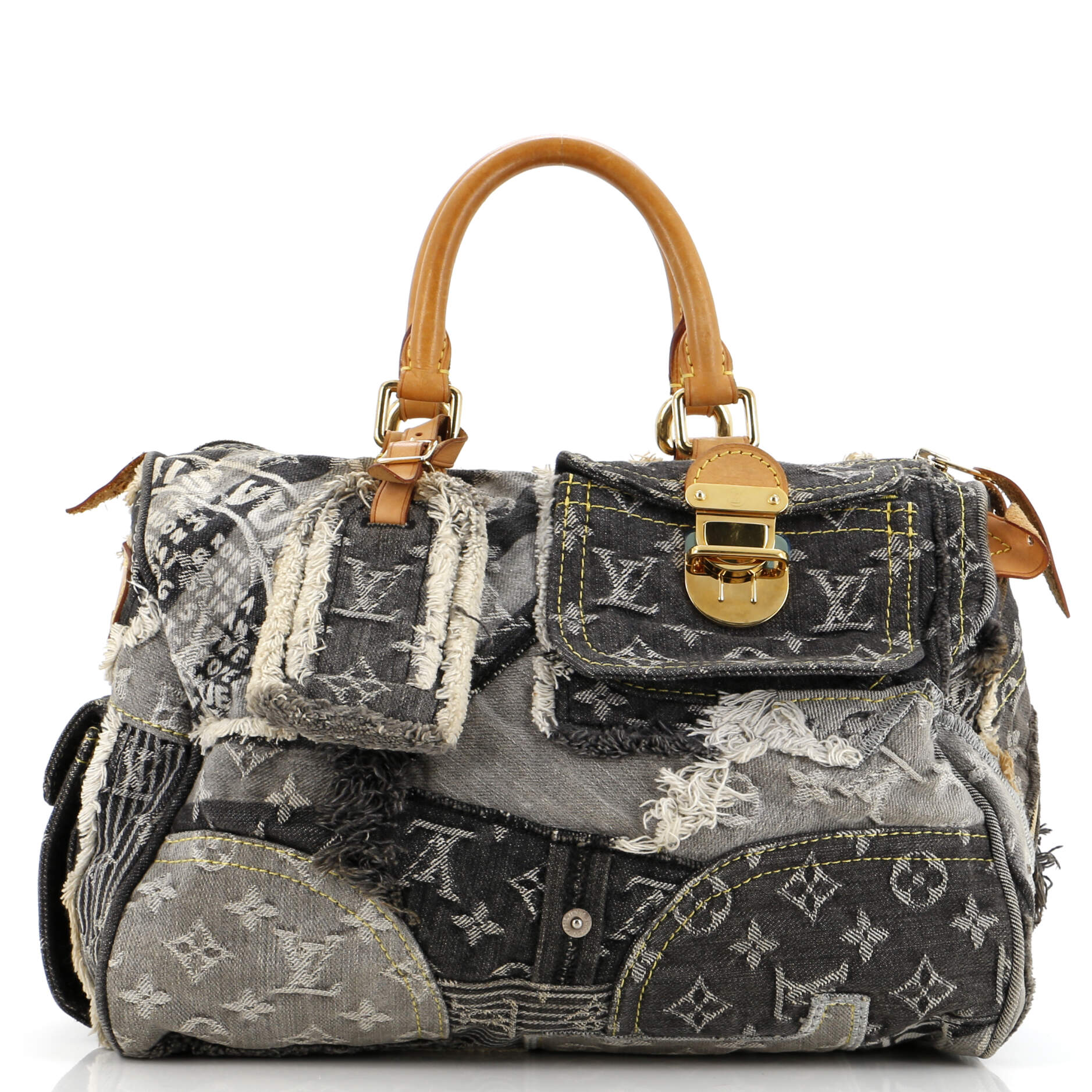 Louis Vuitton Patchwork Speedy Bag Denim Travel Bag