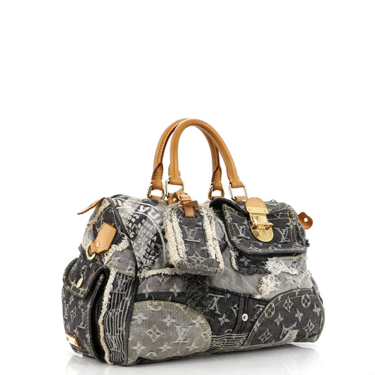 Louis Vuitton Patchwork Speedy Bag Denim Travel Bag