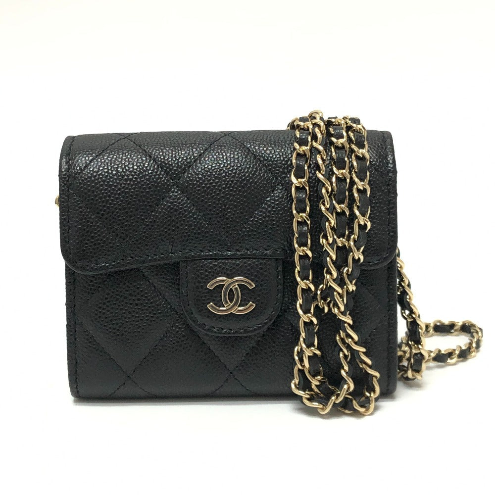Chanel Caviar skin COCO Mark Matrasse Black Shoulder Bag