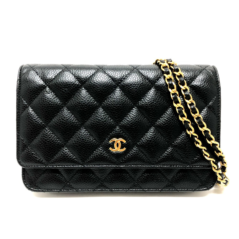 Chanel Caviar skin COCO Mark Classic Long Black Wallet Case