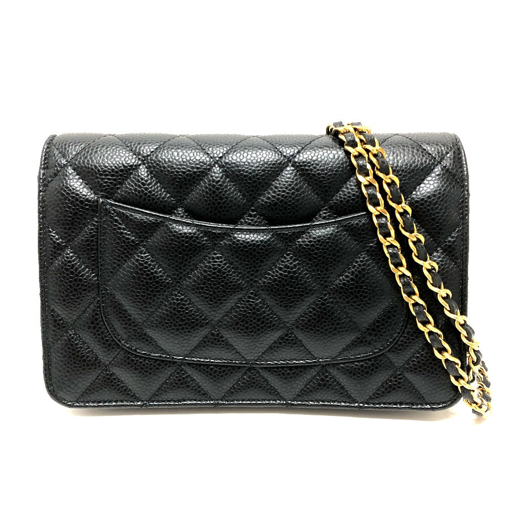 Chanel Caviar skin COCO Mark Classic Long Black Wallet Case