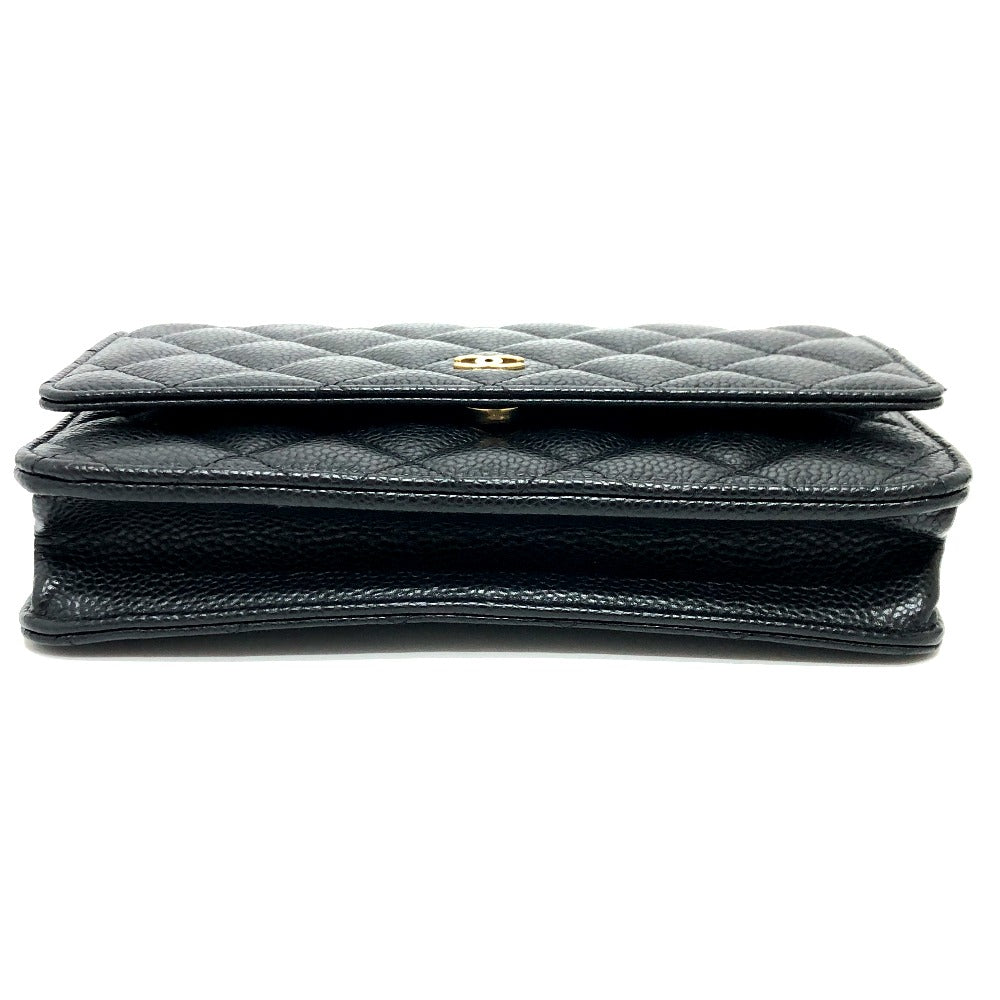 Chanel Caviar skin COCO Mark Classic Long Black Wallet Case