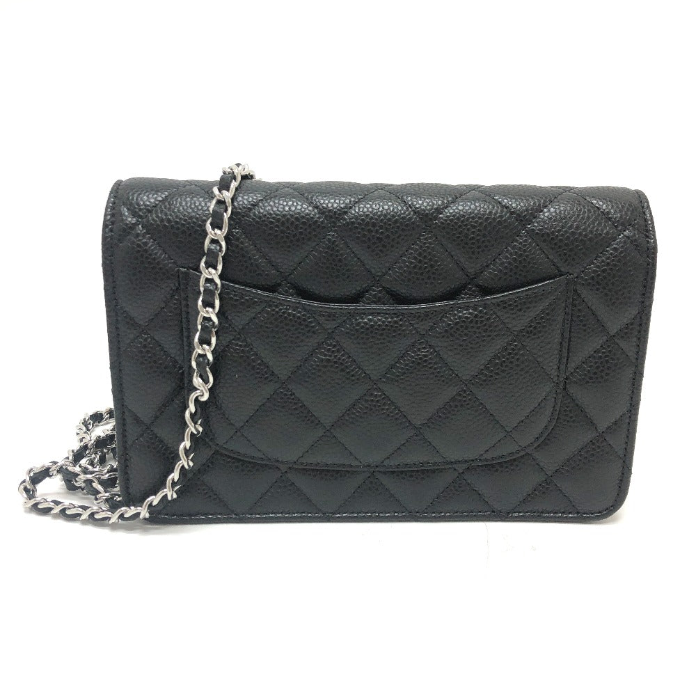 Chanel Caviar skin Long Purse COCO Mark Black Wallet Case