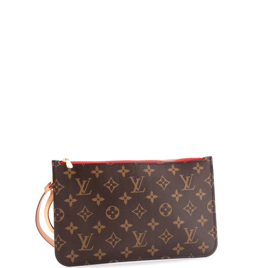 Louis Vuitton Neverfull Pochette Handbag Canvas Monogram Travel Bag