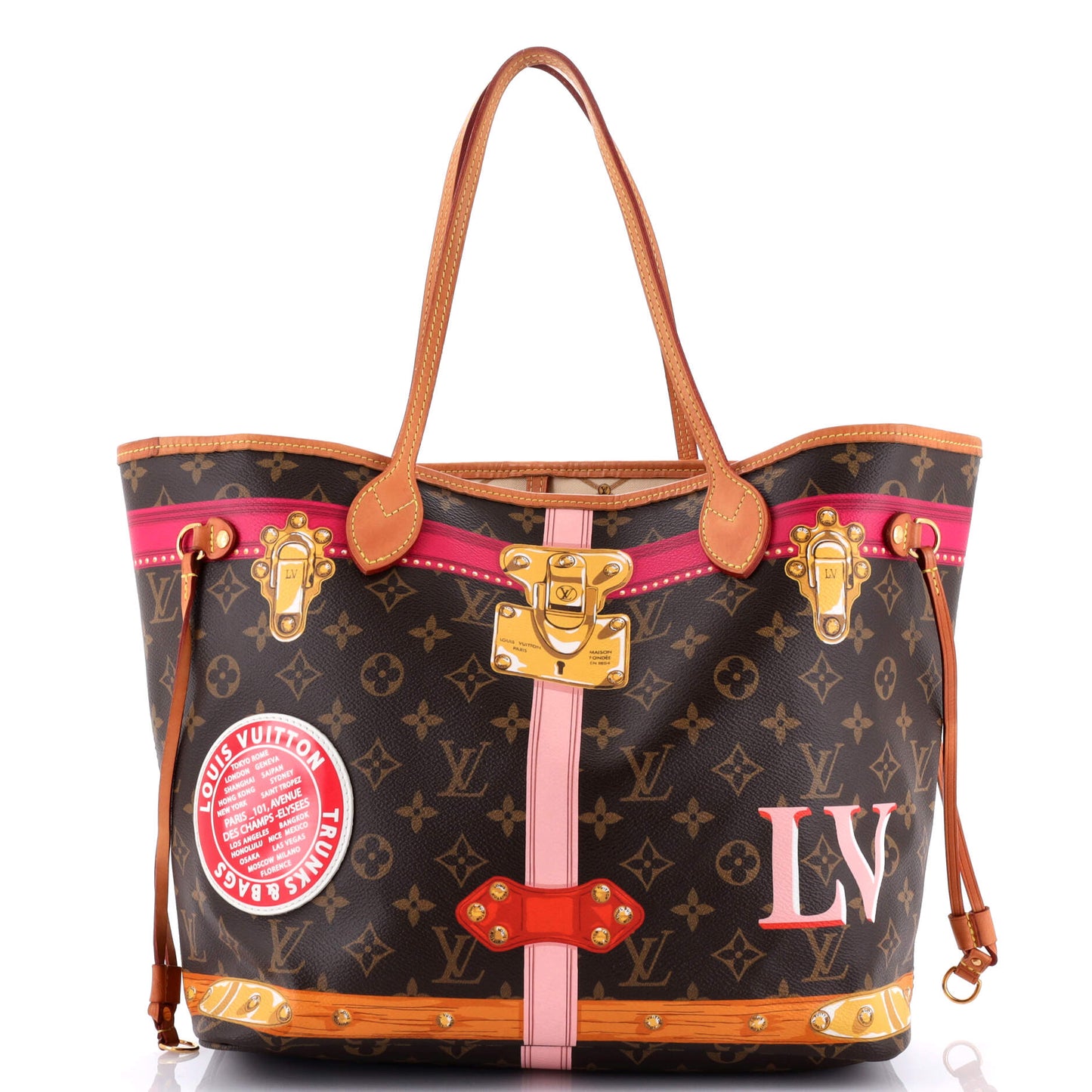 Louis Vuitton Neverfull Nm Tote Limited Edition Summer Trunks Canvas Monogram Tote Bag