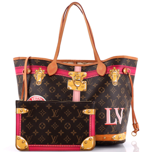 Louis Vuitton Neverfull Nm Tote Limited Edition Summer Trunks Canvas Monogram Tote Bag