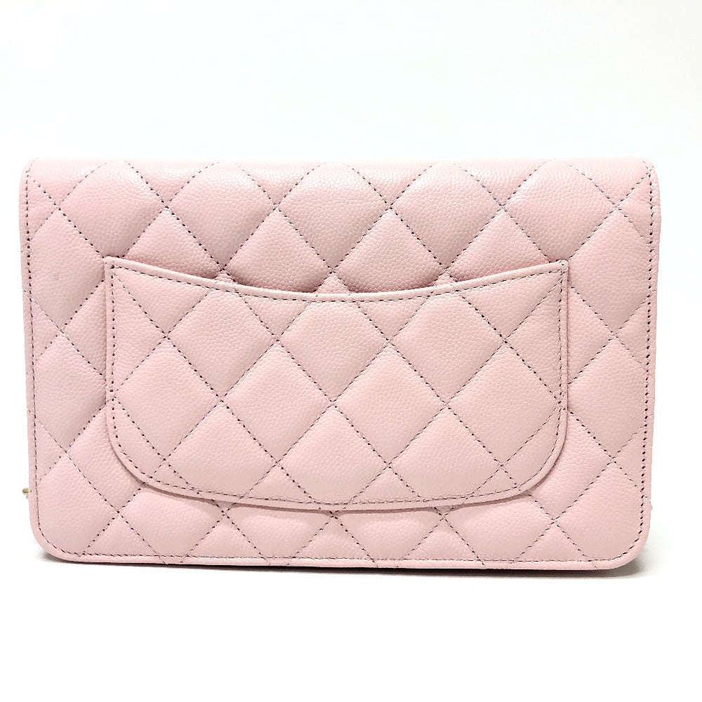 Chanel Caviar skin COCO Mark CC Pink Wallet Case