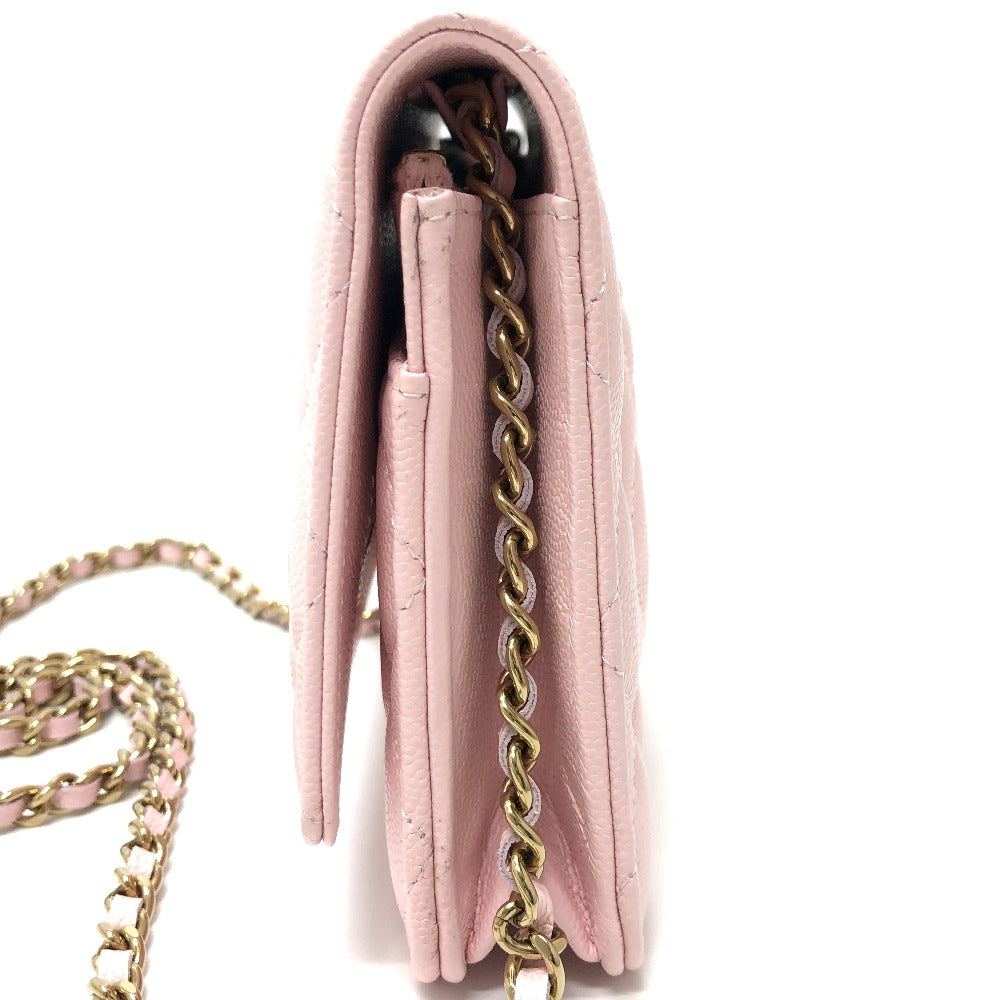 Chanel Caviar skin COCO Mark CC Pink Wallet Case
