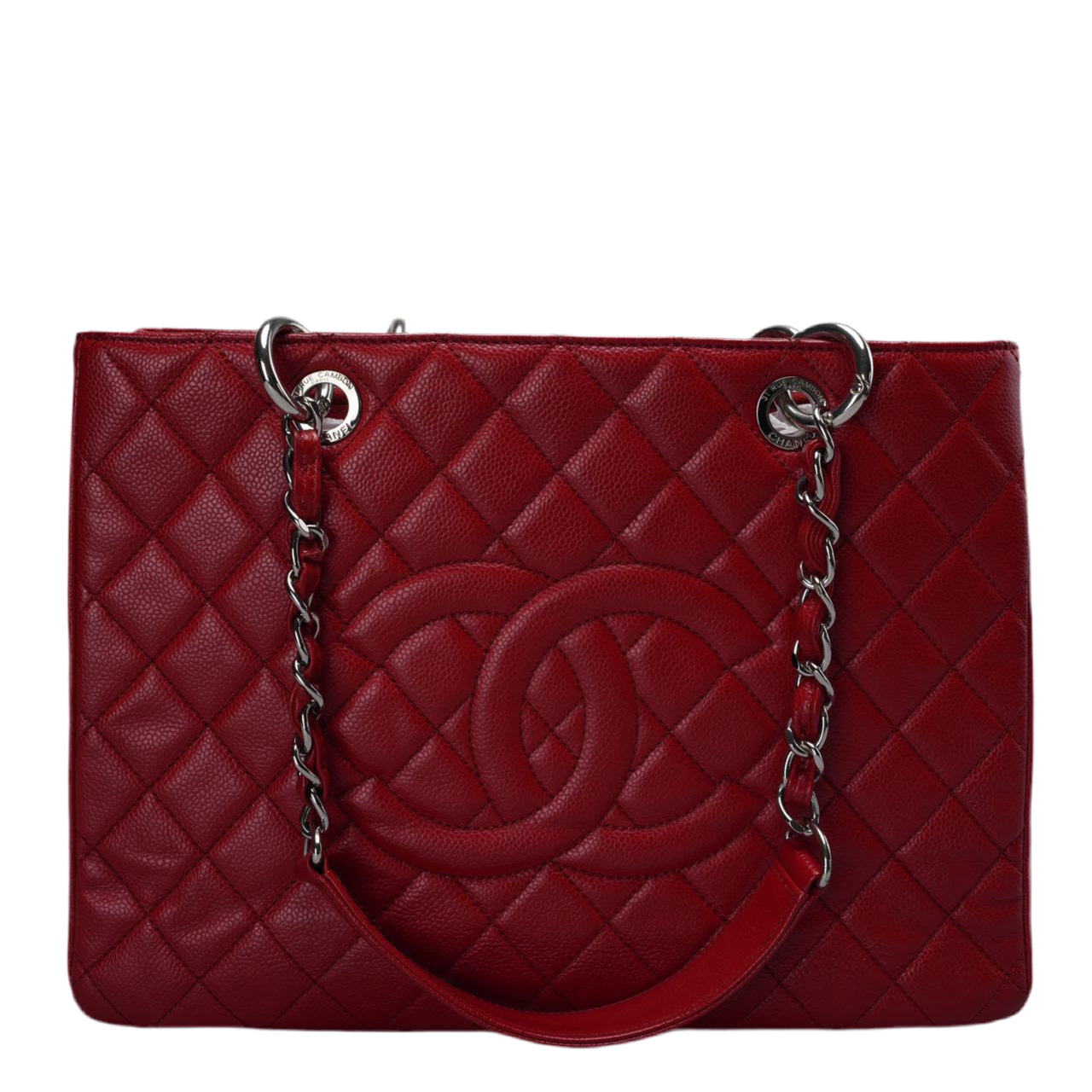 Chanel Grand Shopping Tote Red GST Bag in Caviar Leather with Silver Hardware Medium