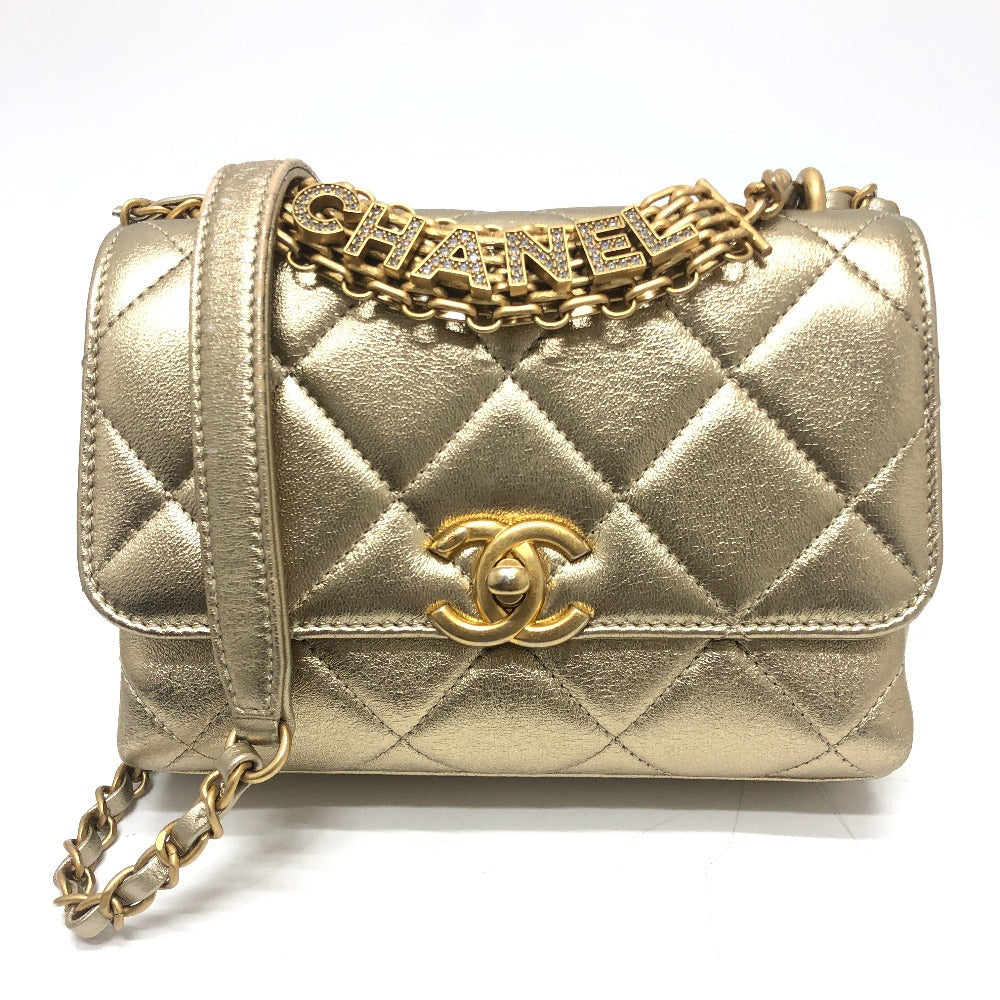 Chanel lambskin Matelasse COCO Mark Rhinestone Gold Shoulder Bag