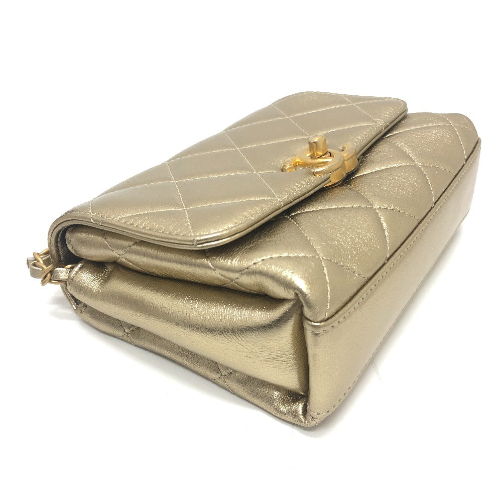 Chanel lambskin Matelasse COCO Mark Rhinestone Gold Shoulder Bag