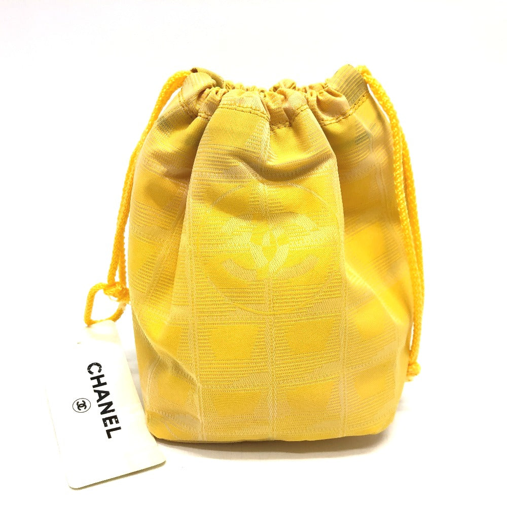 CHANEL Pouch ?14355 canvas yellow New Travel Line Drawstring Makeup Case