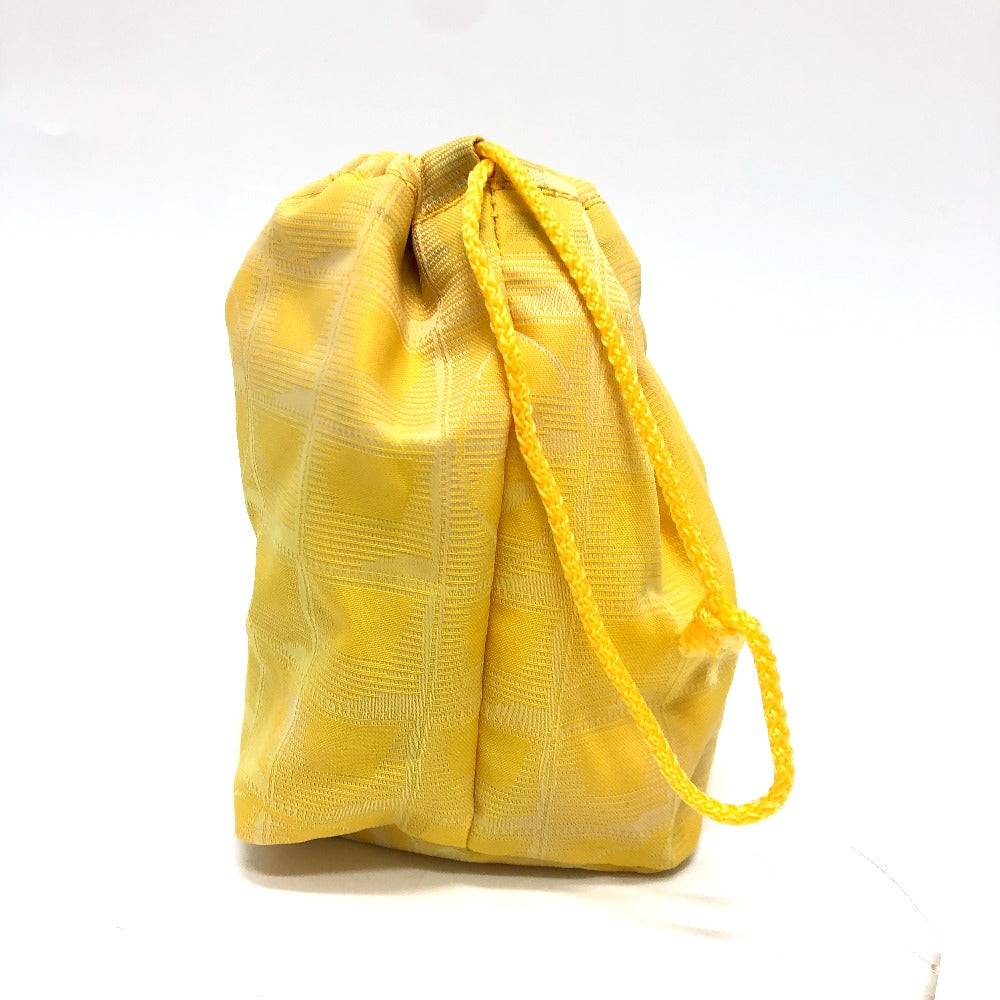 CHANEL Pouch ?14355 canvas yellow New Travel Line Drawstring Makeup Case