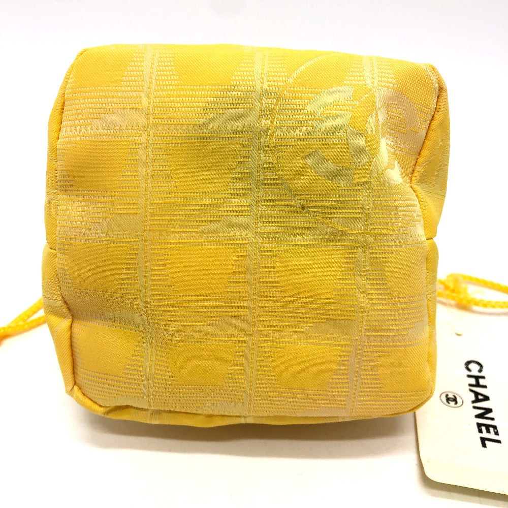 CHANEL Pouch ?14355 canvas yellow New Travel Line Drawstring Makeup Case