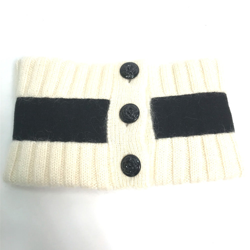 Chanel Scarf Cashmere Mohair Ribbon neck White
