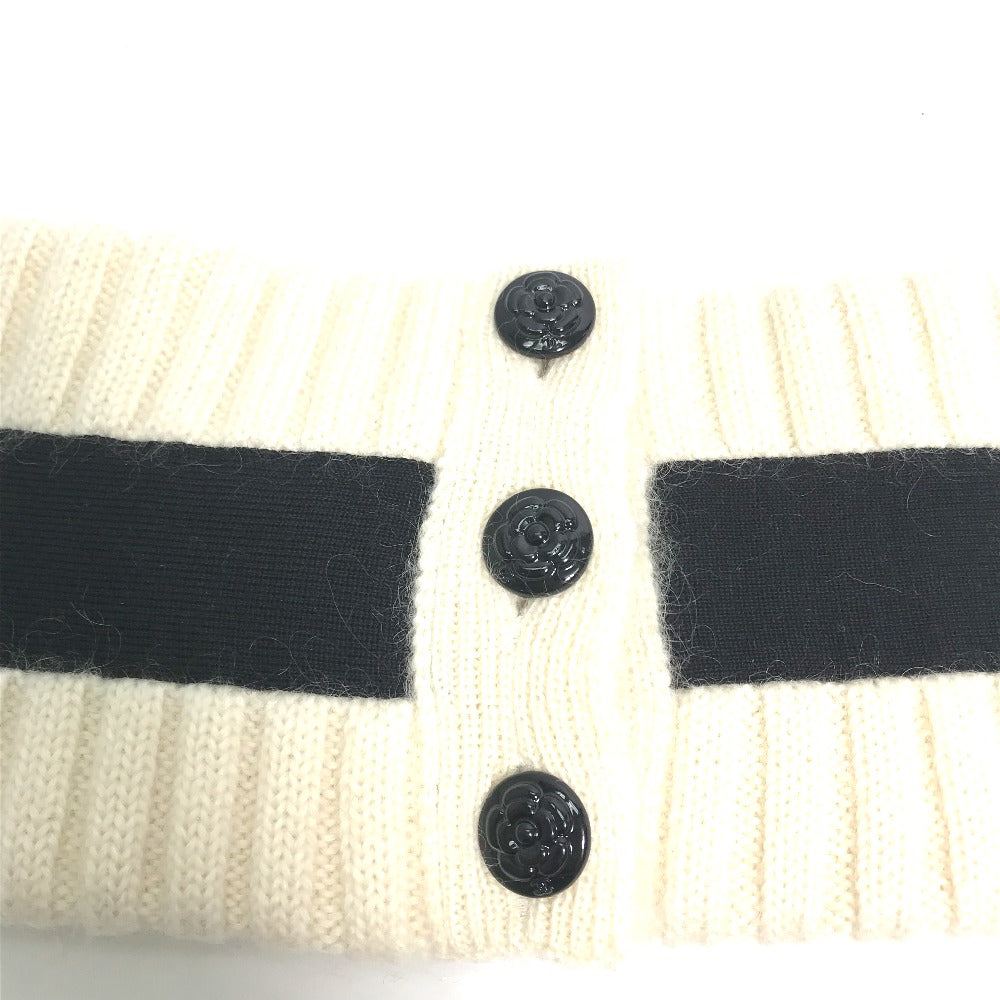 Chanel Scarf Cashmere Mohair Ribbon neck White