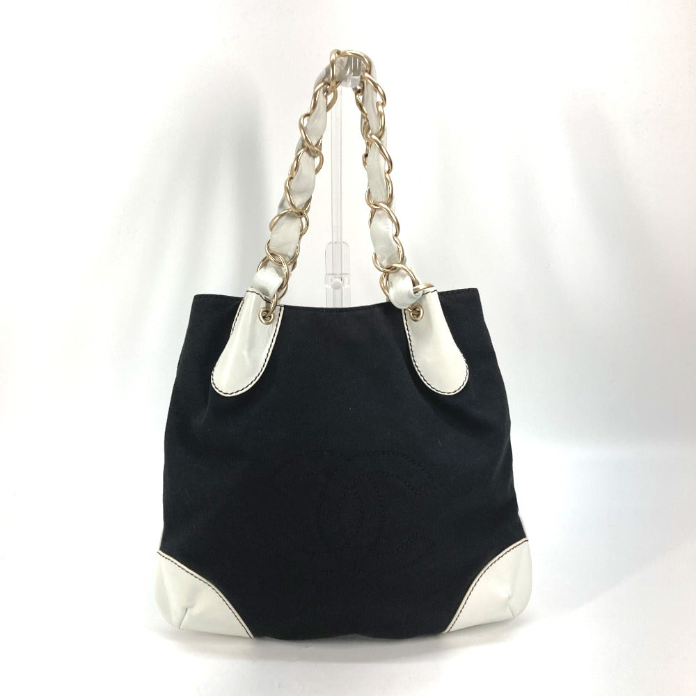 Chanel By color Big Coco Black Canvas Leather Shoulder Bag