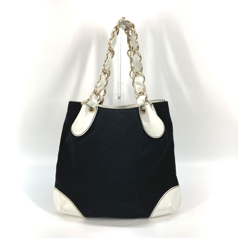 Chanel By color Big Coco Black Canvas Leather Shoulder Bag