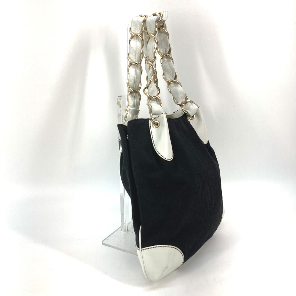 Chanel By color Big Coco Black Canvas Leather Shoulder Bag