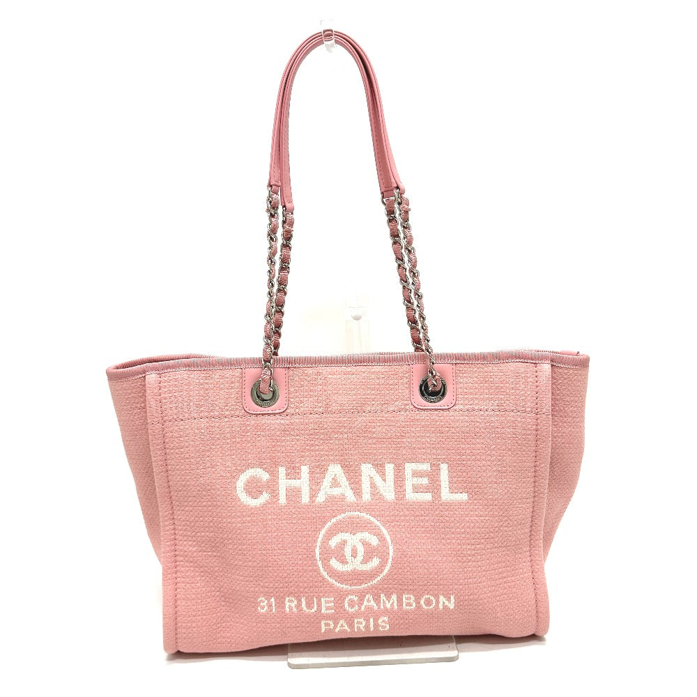 Chanel Deauville Pink Canvas Tote Bag