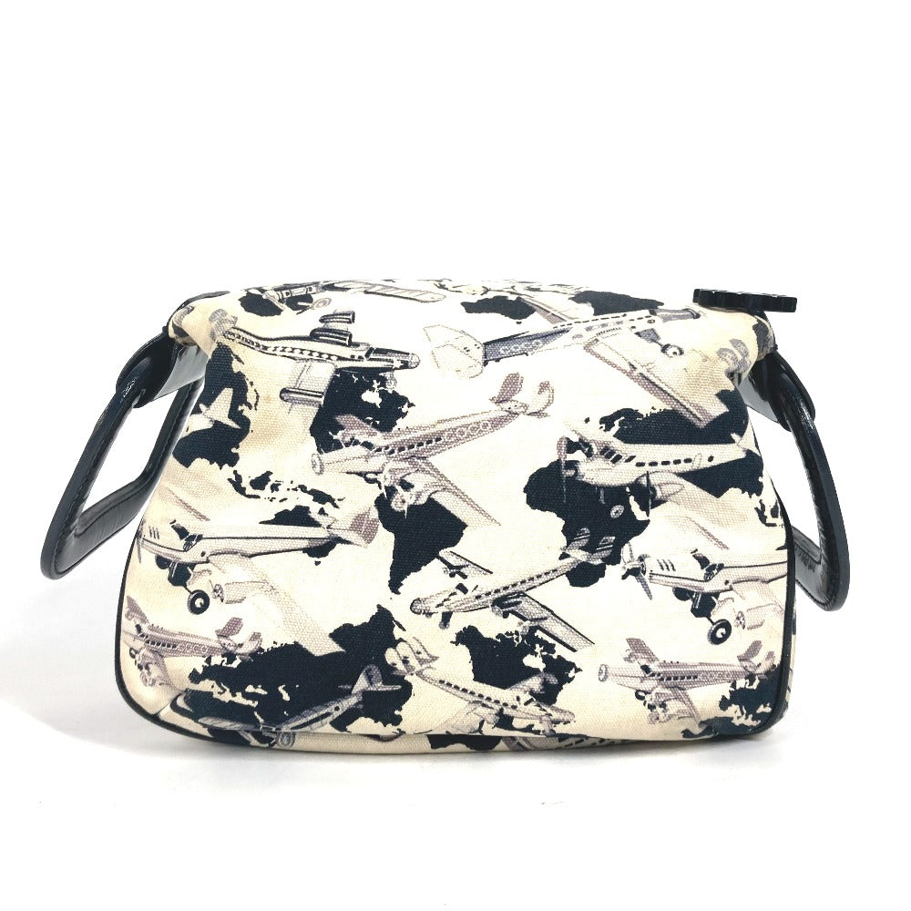 Chanel enamel logo airplane Airline Black Canvas Handbag
