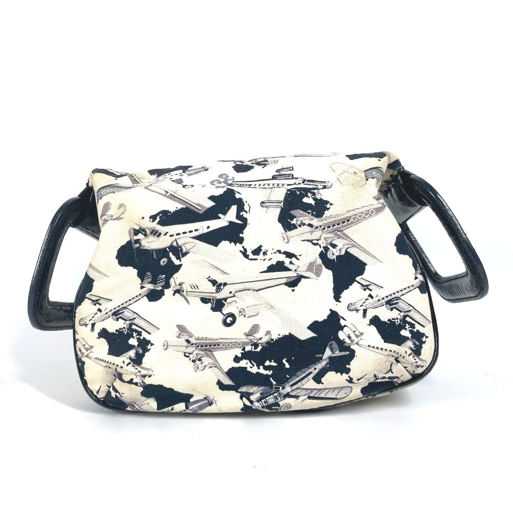 Chanel enamel logo airplane Airline Black Canvas Handbag