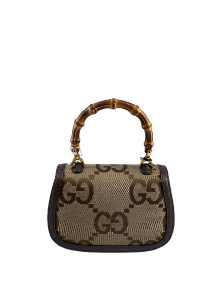 Gucci Bamboo 1947 Top Handle Bag Jumbo Gg Canvas Brown Canvas Handbag
