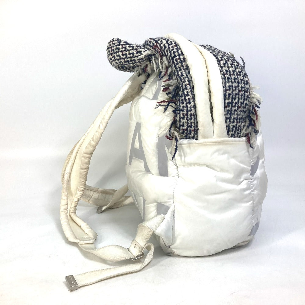 CHANEL Backpack A91933 Nylon, Tweed white fringed bag Doudone Women  