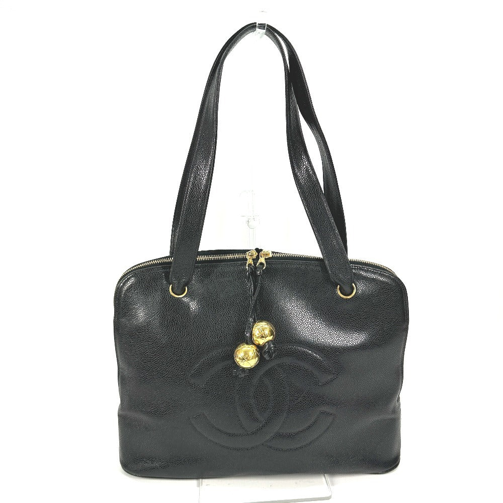 Chanel Caviar skin CC COCO Mark DecaCoco Black Shoulder Bag