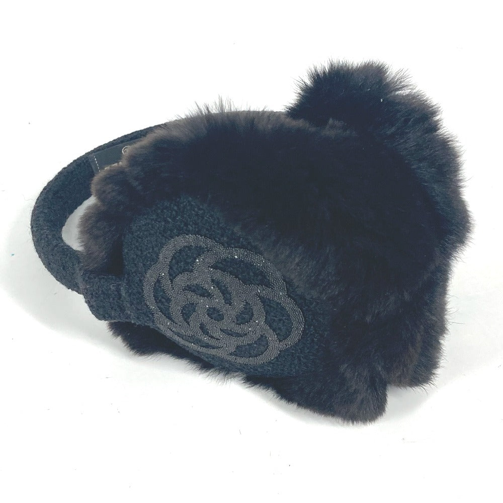 Chanel Earmuff fur ear warmers Camellia Stone Black Handbag