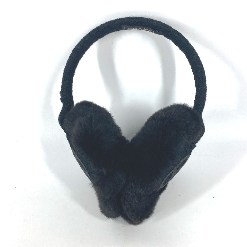Chanel Earmuff fur ear warmers Camellia Stone Black Handbag