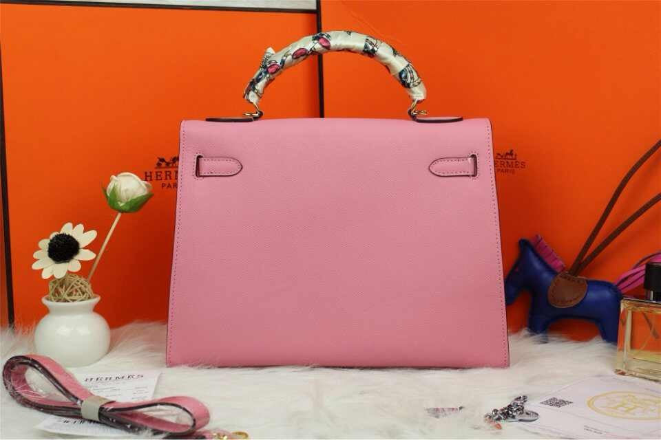 Hermes Luxury Kelly Cm Epsom Handbag Leather Pink Travel Bag Handbag Pink