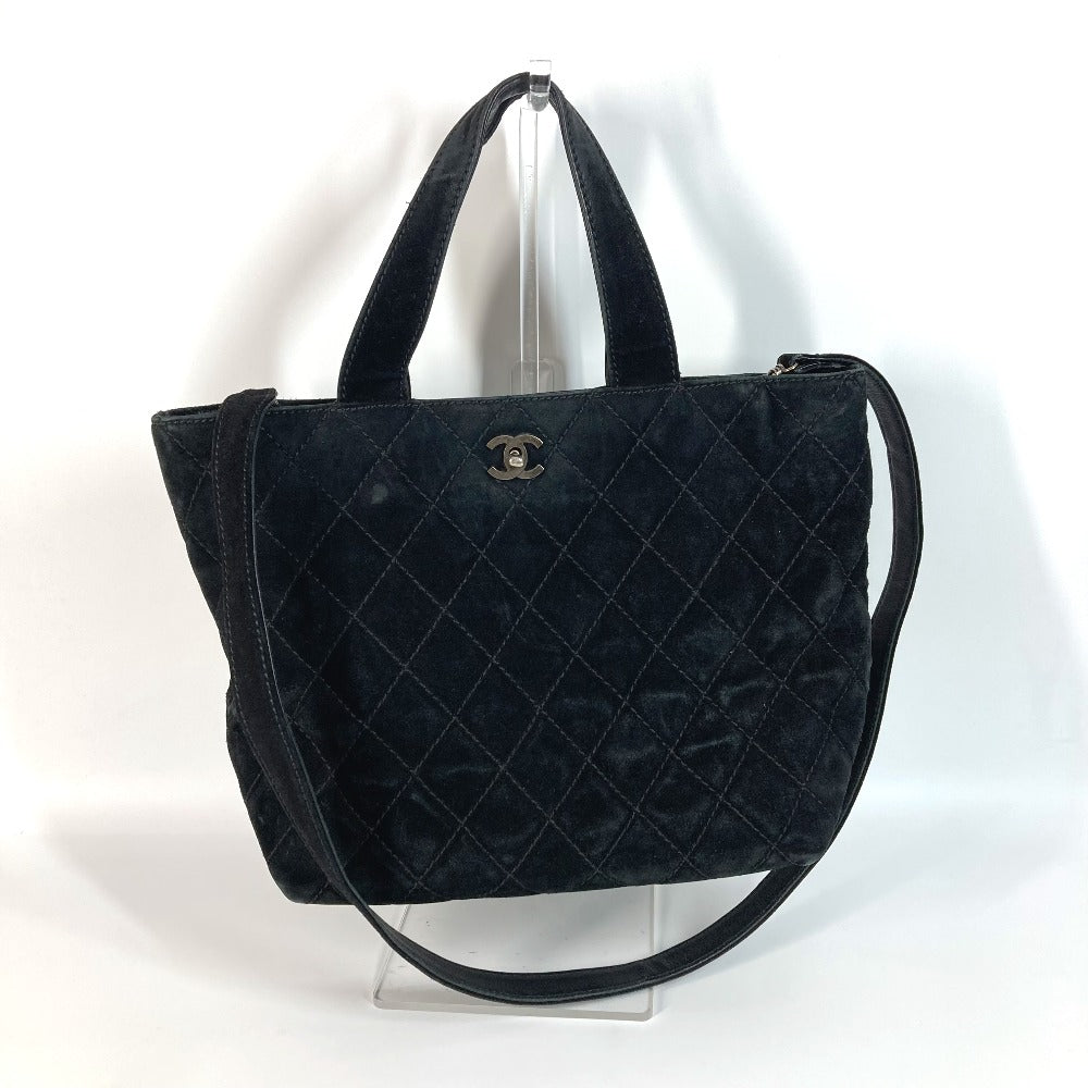 Chanel suede Matrasse quilting CC COCO Mark Black Tote Bag