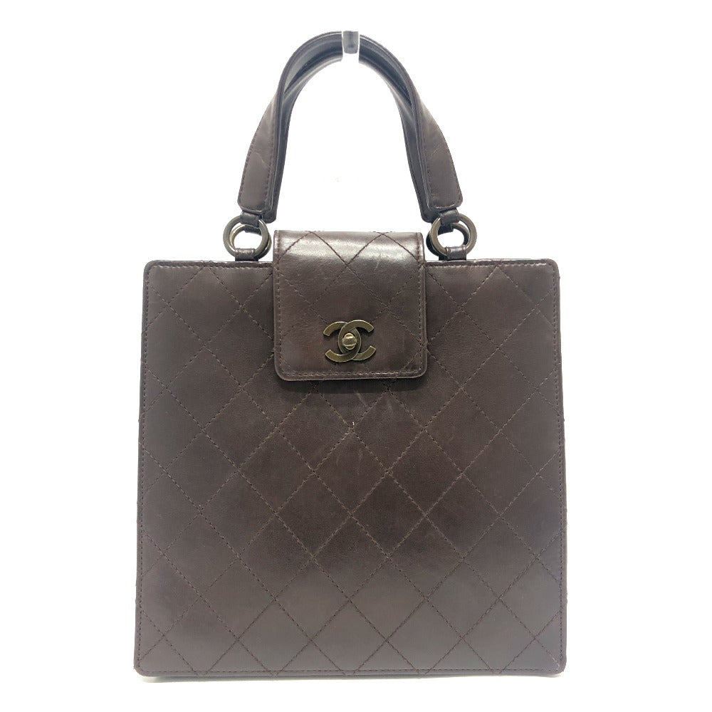 Chanel Calfskin Matrasse Turn Brown Lock Handbag