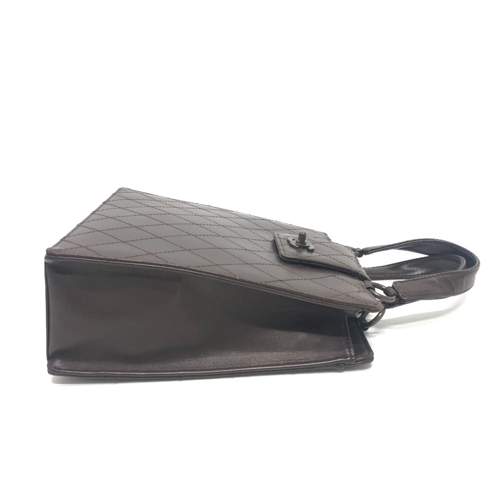 Chanel Calfskin Matrasse Turn Brown Lock Handbag