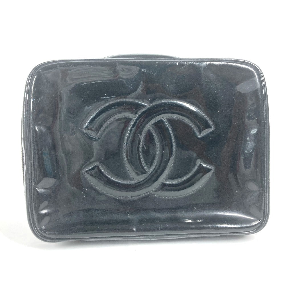 Chanel Vanity enamel CC COCO Mark Black Handbag