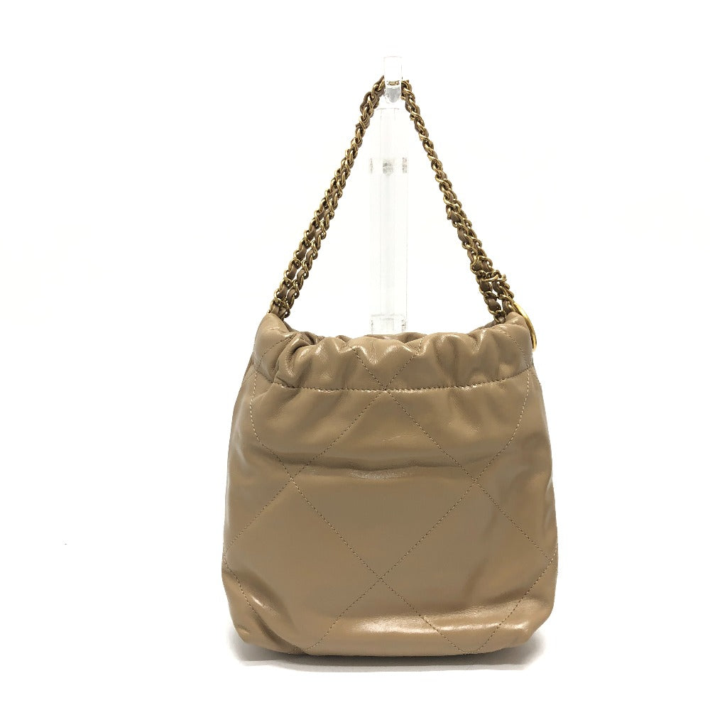 Chanel COCO Mark CHANEL22 2WAY Beige Leather Shoulder Bag