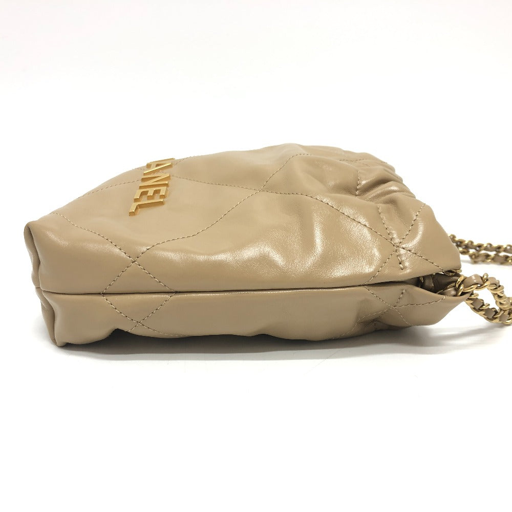 Chanel COCO Mark CHANEL22 2WAY Beige Leather Shoulder Bag