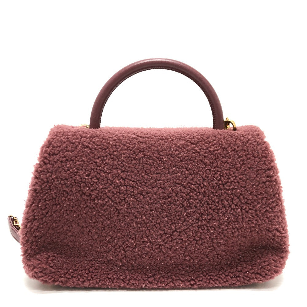 Chanel Mouton wine- Boa Coco Handle Red Leather Handbag