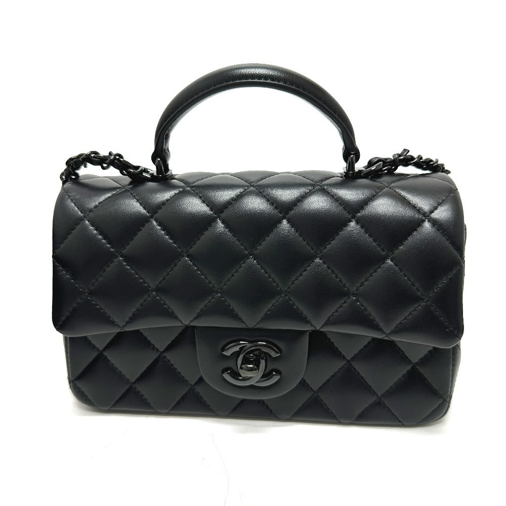 Chanel lambskin Matelasse 20 Quilting CC COCO Black Handbag