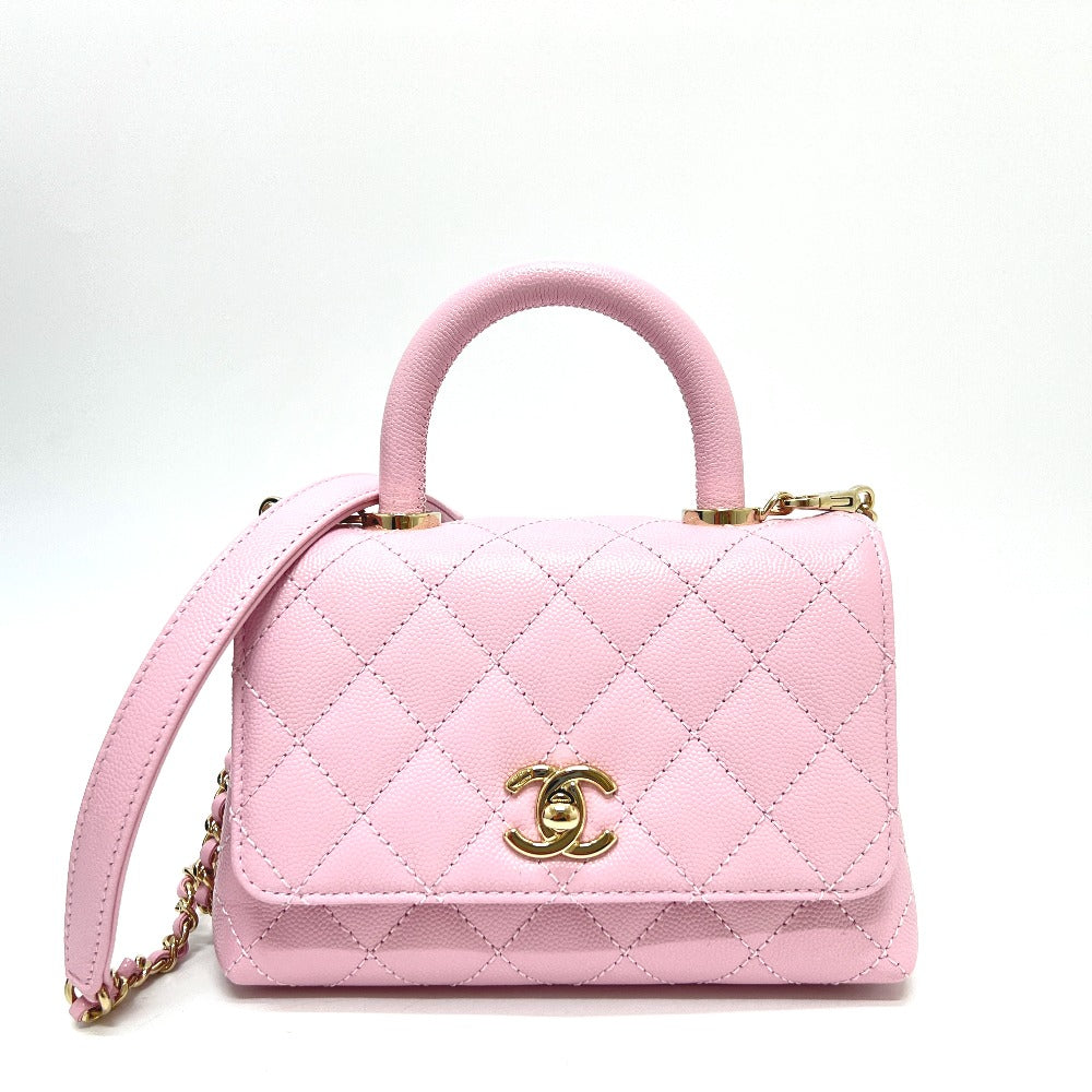 Chanel Caviar skin Coco handle XXS Pink Handbag