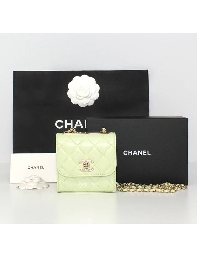 CC Logo Chain Mini Leather Cross Bag Melona Chanel