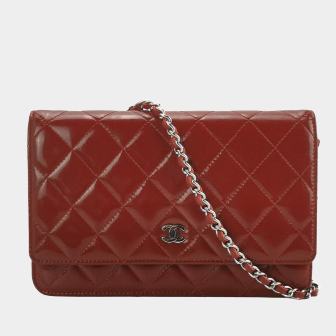 Chanel on Classic Flap Patent Red Leather Wallet Case