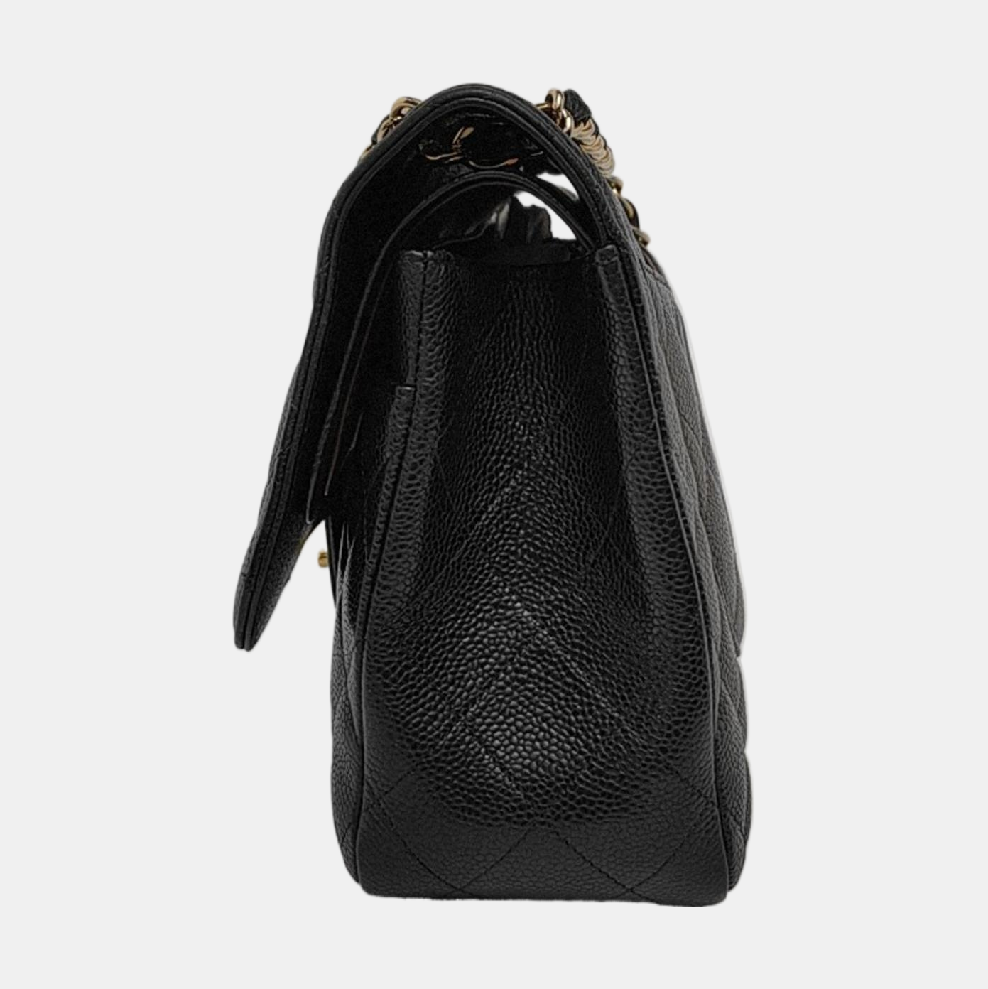 Chanel Classic Flap Jumbo Caviar Double Flap Black Gold Leather Handbag Hardware 3