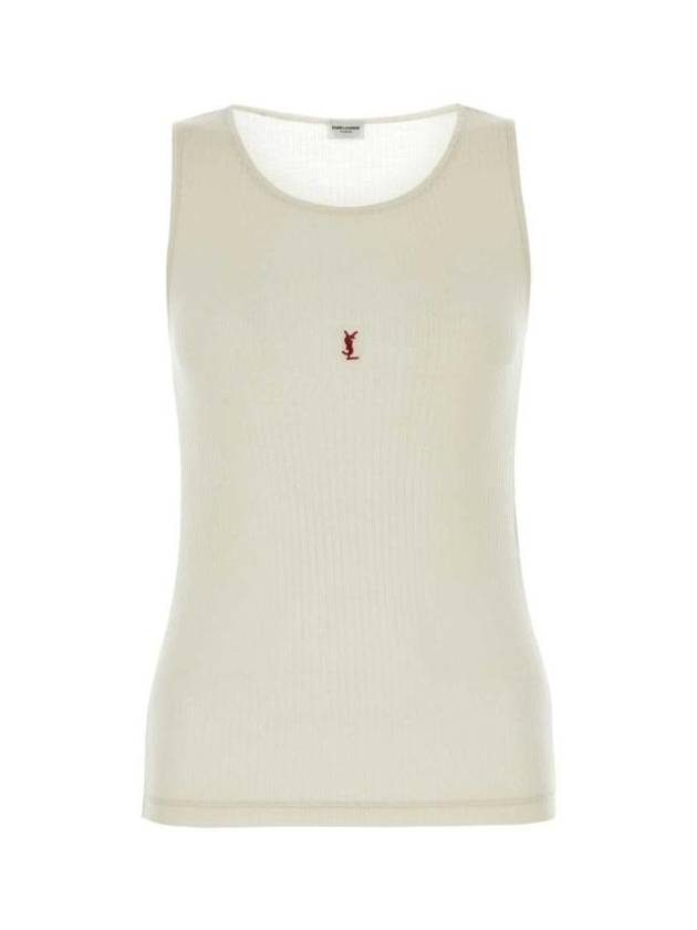 YSL Saint Laurent Saint Laurent Trending Cassandre Embroidered Wool Sleeveless White Travel Bag