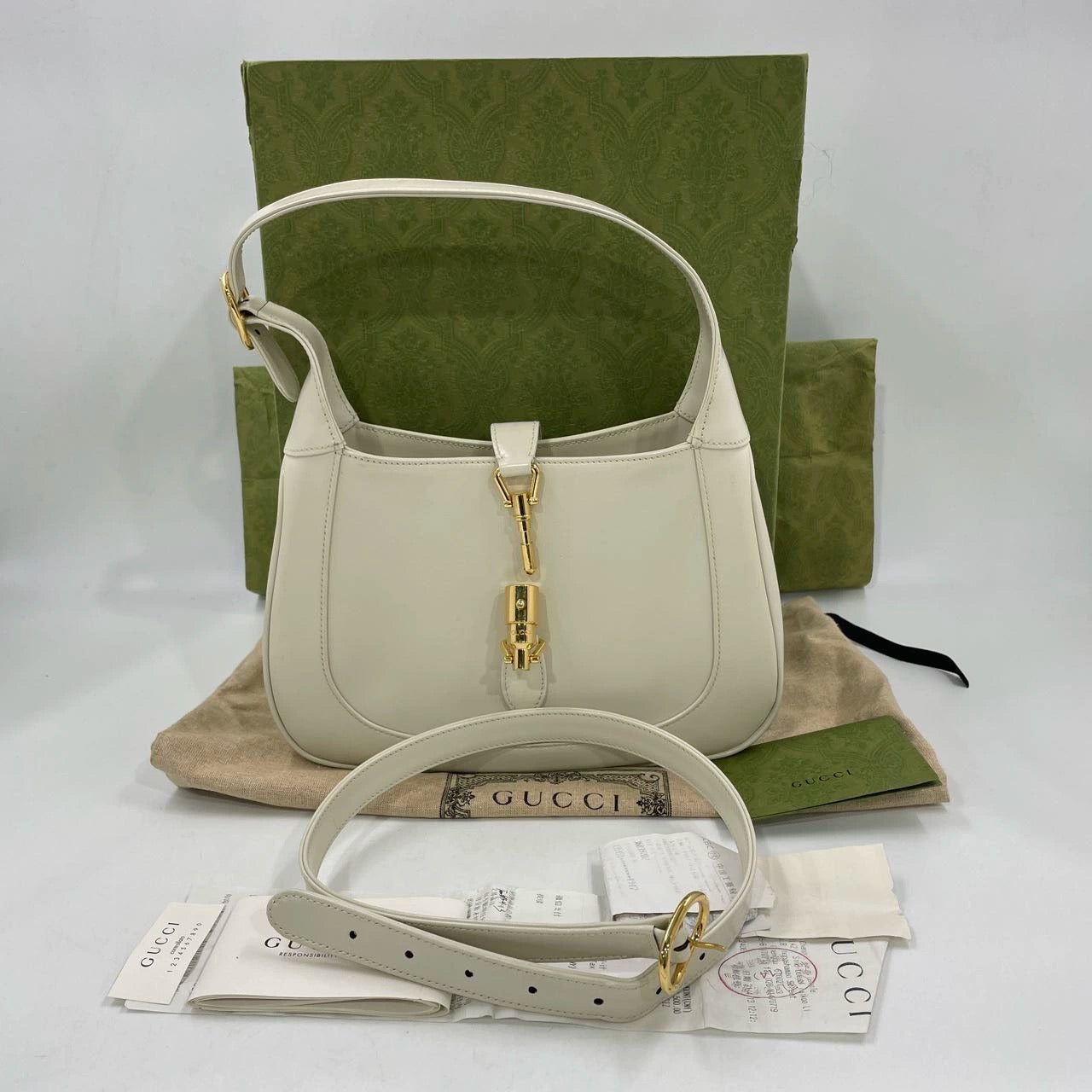 Gucci Jackie Bag With Adjustable Strap Leather White Travel Bag