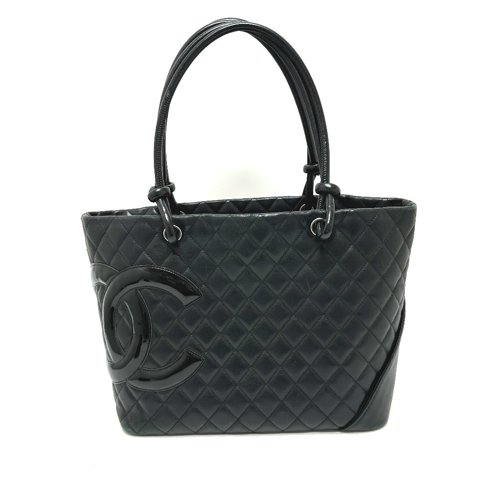 Chanel Lambskin Patent Matrasse Cambon Line Black Leather Tote Bag