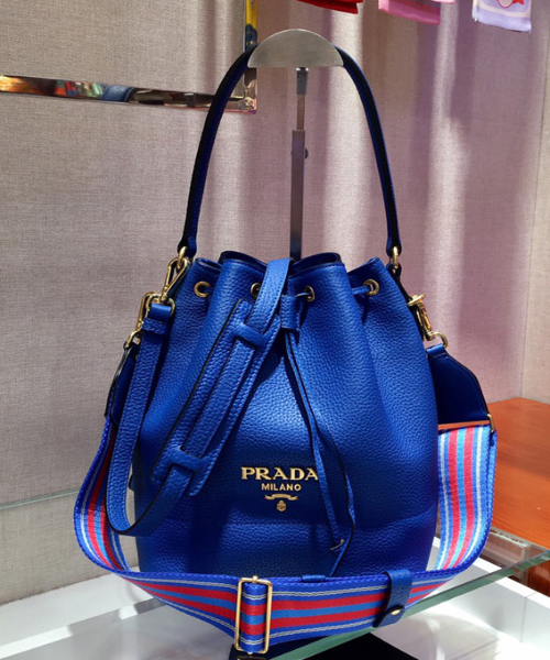Prada Prada Leather Bucket Bag Blue