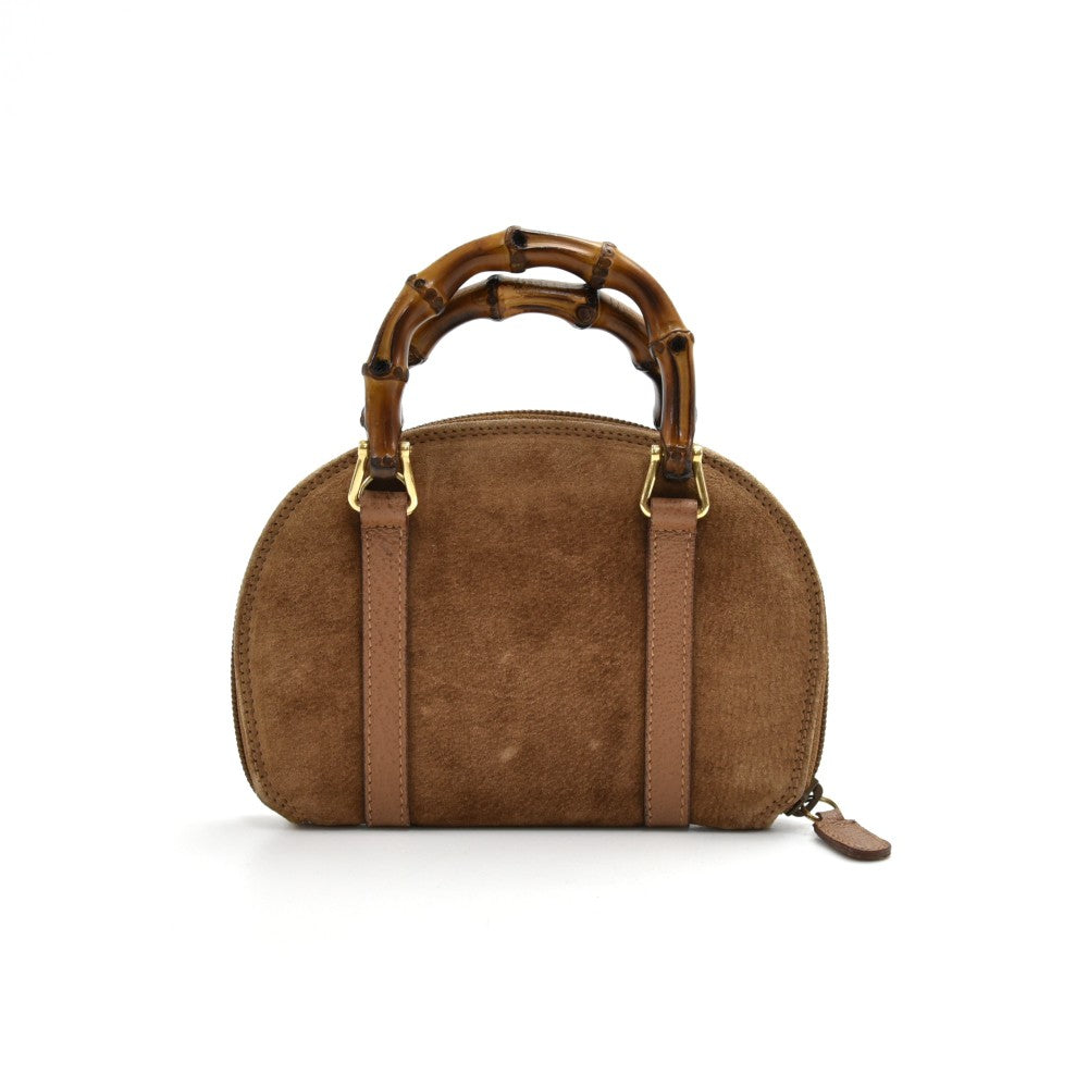 Gucci Bamboo Handle Bag Suede Mini Travel Bag